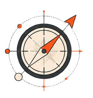 A compass representing product direction
